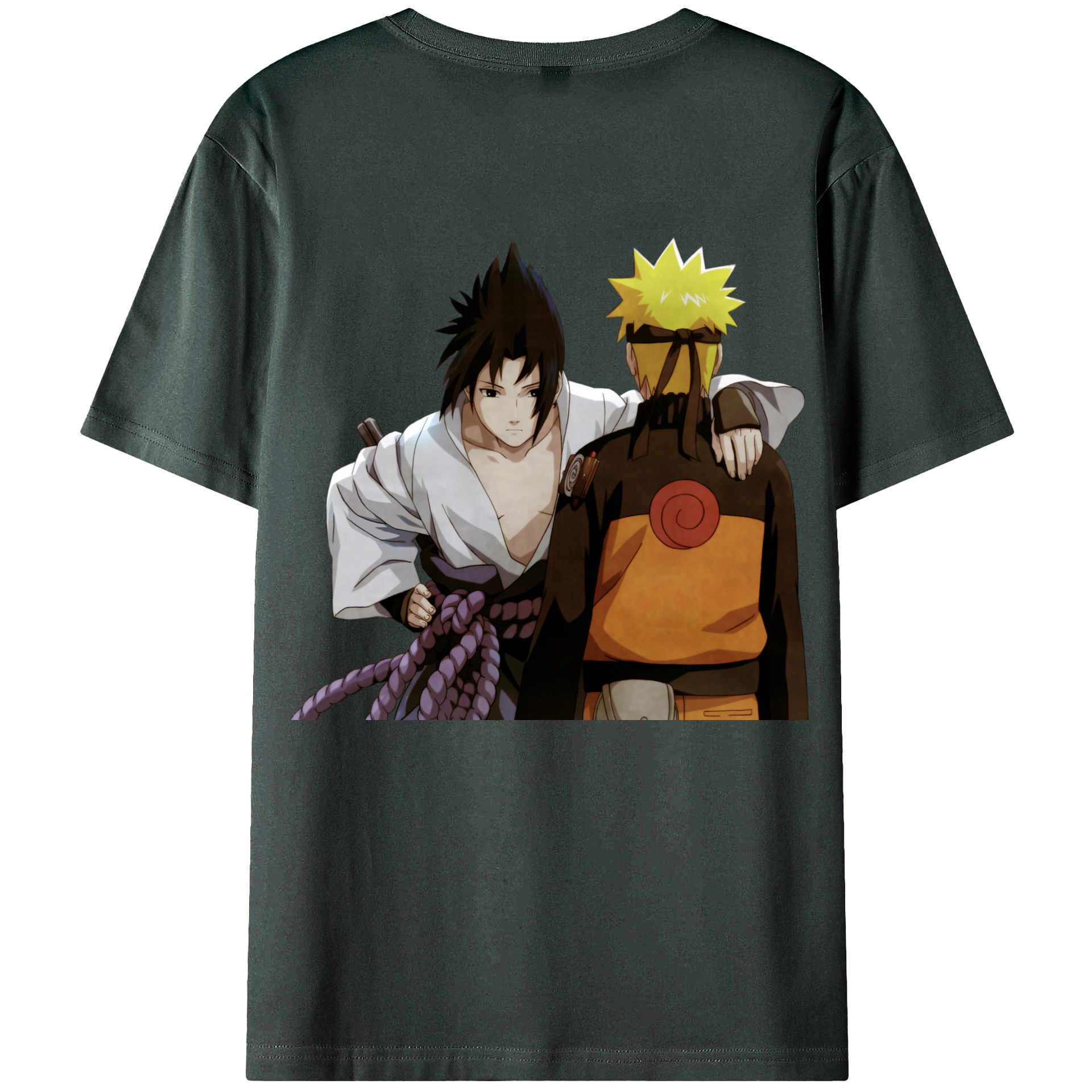 （画像用） NARUTO -ナルト- うちは サスケ Uchiha Sasuke 綿100％ メンズ半袖Tシャツ（バックプリント） 通気性